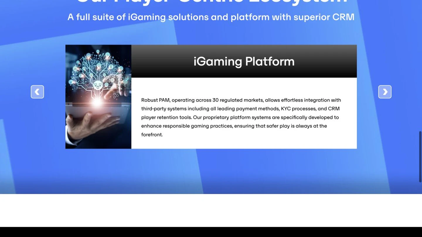 iGaming Platform vendor screenshot