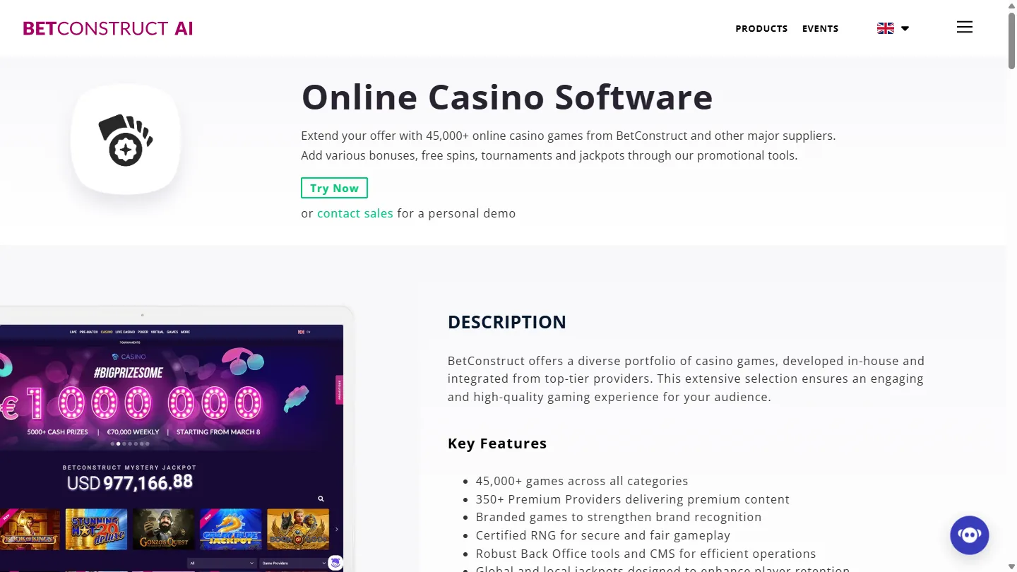 Casino Platform vendor screenshot