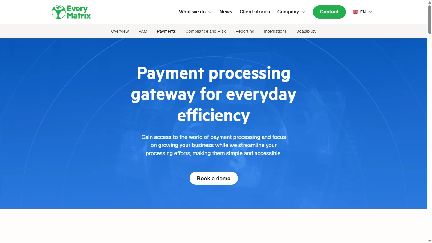 Payments (MoneyMatrix) vendor screenshot