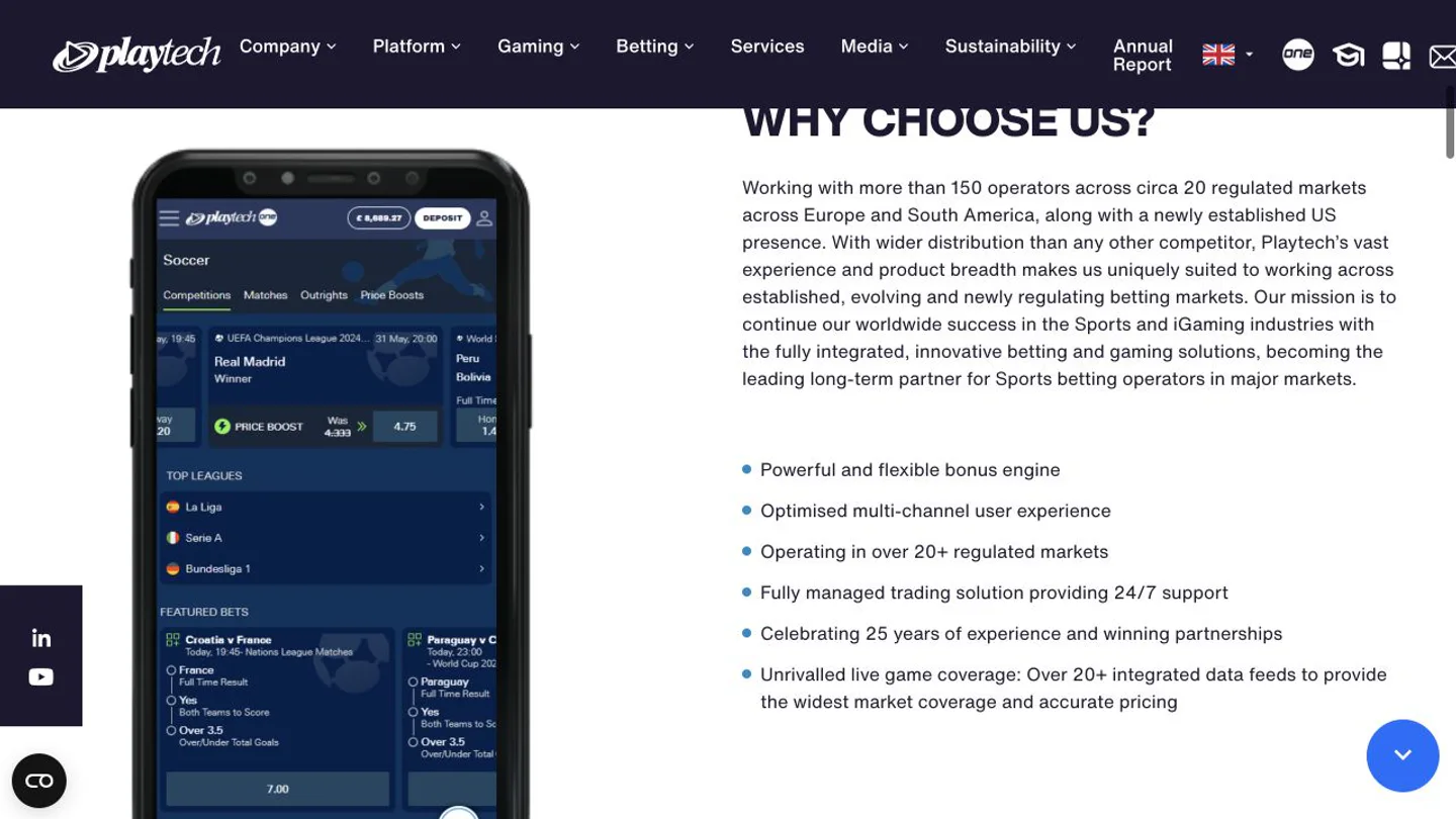 Playtech Sports vendor screenshot