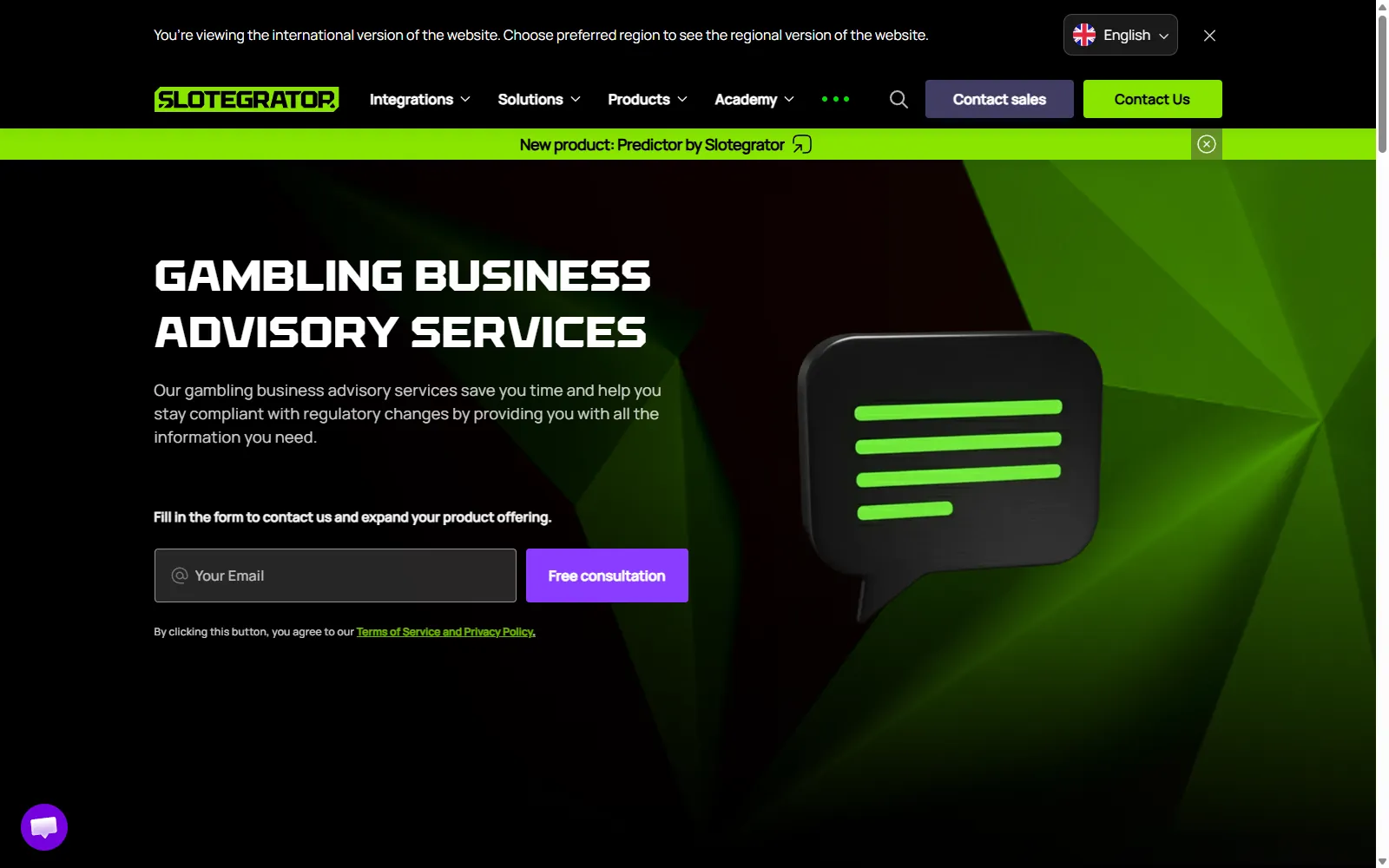 Licensing and incorporation advisory vendor screenshot