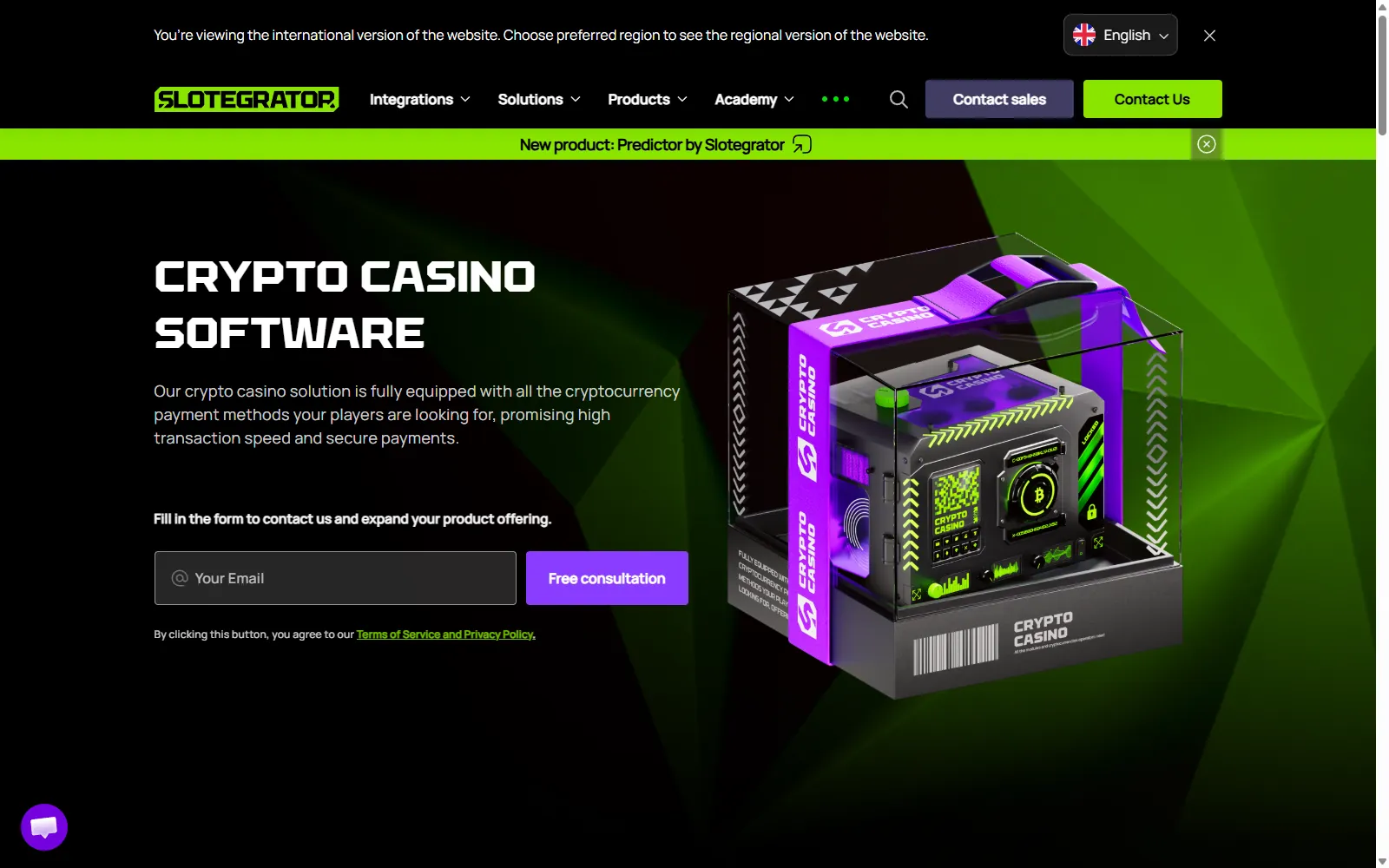 Crypto Casino configuration vendor screenshot