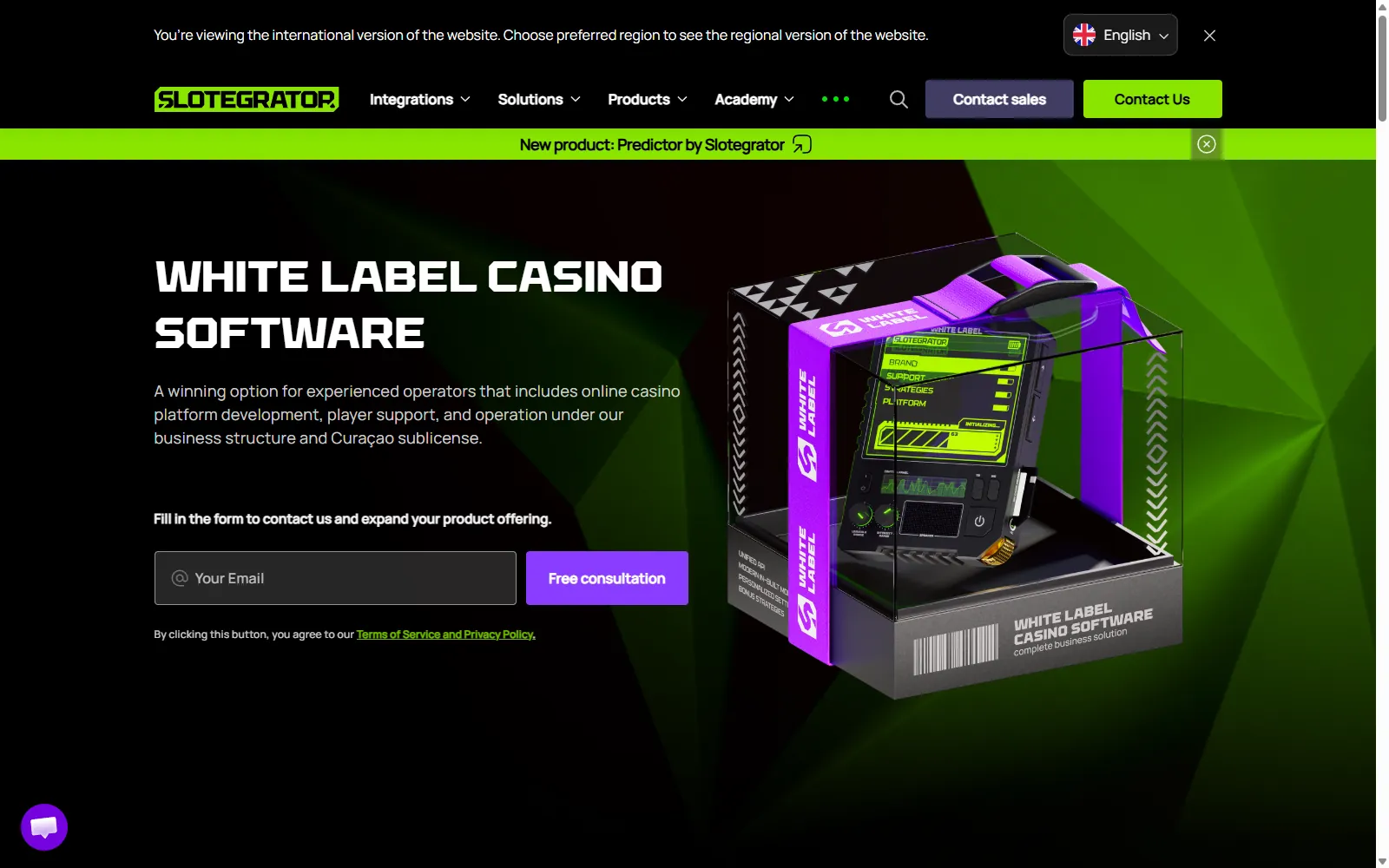 White Label Casino vendor screenshot