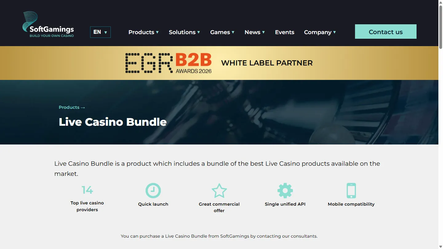 Live Casino Bundle vendor screenshot