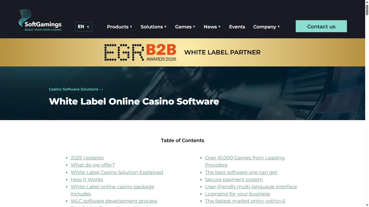 White Label vendor screenshot